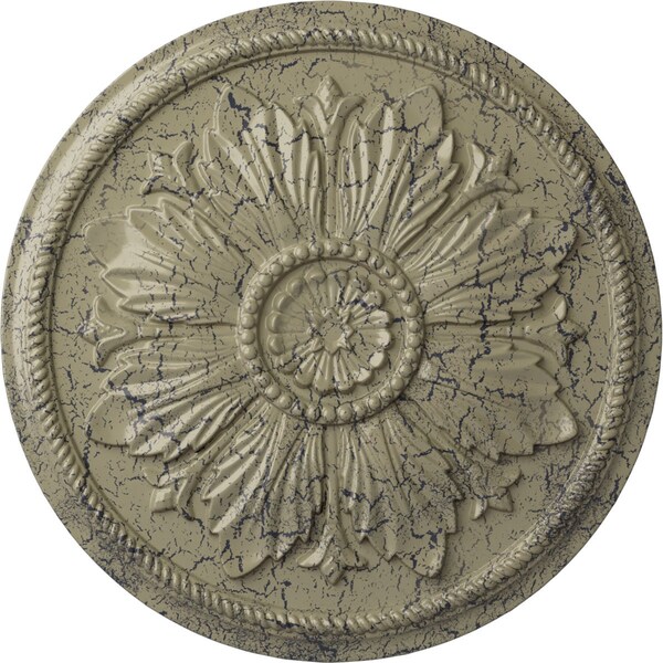 Ekena Millwork Kaya Ceiling Medallion (Fits Canopies up to 5 1/4"), 23 5/8"OD x 1 1/2"P, Castle Stone Crackle CM23KACSC - main
